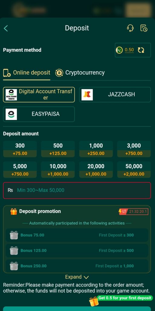 2go game deposit methods